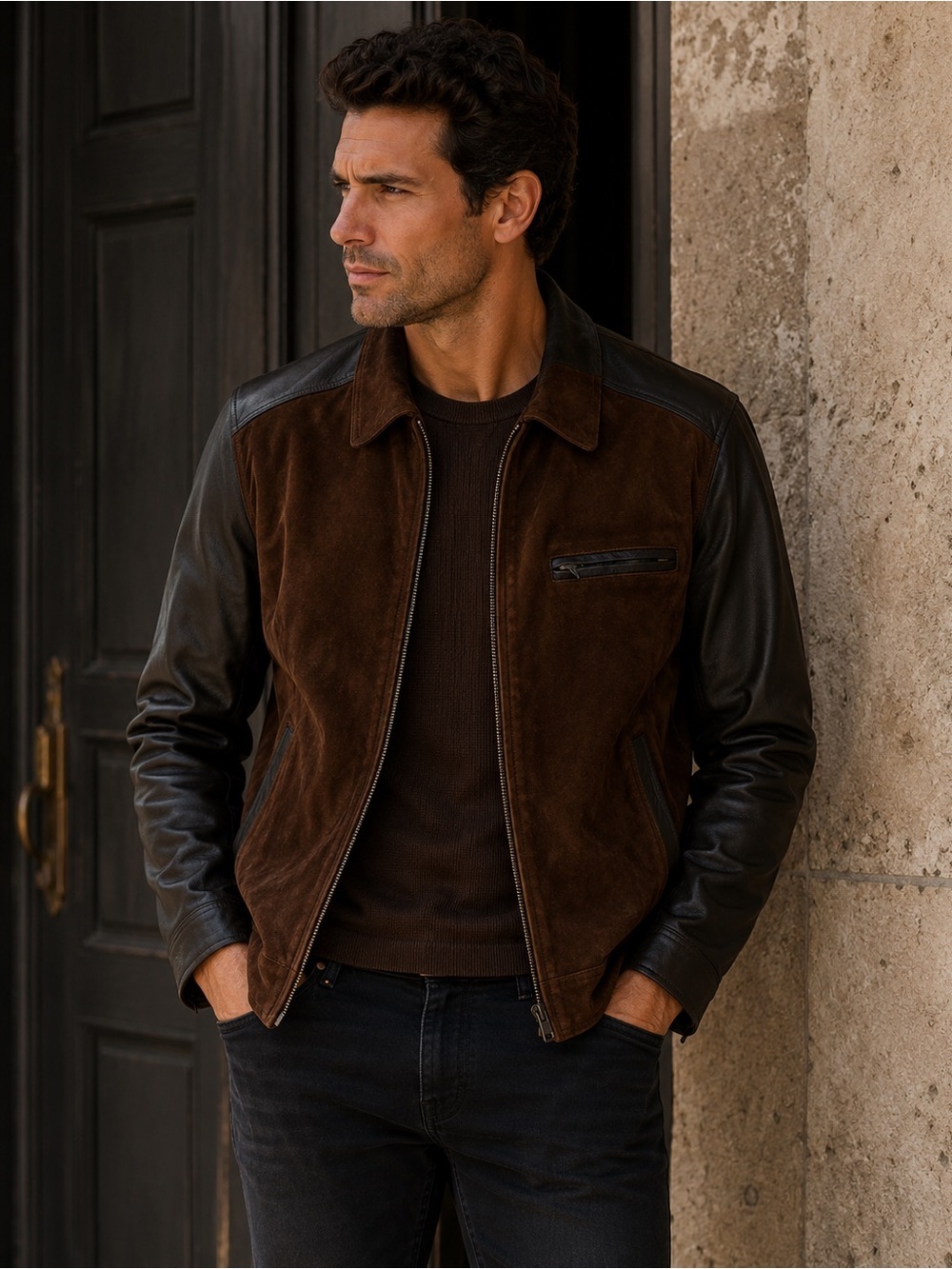 Vintage Paco Rabanne Brown Leather Jacket